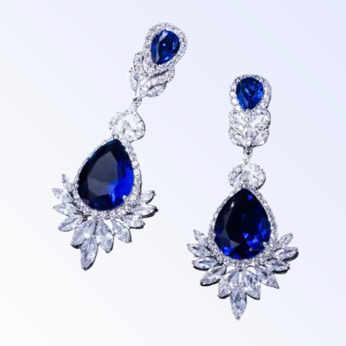 ELOISE | CUBIC ZIRCONIA DROP EARRING - Royal Blue