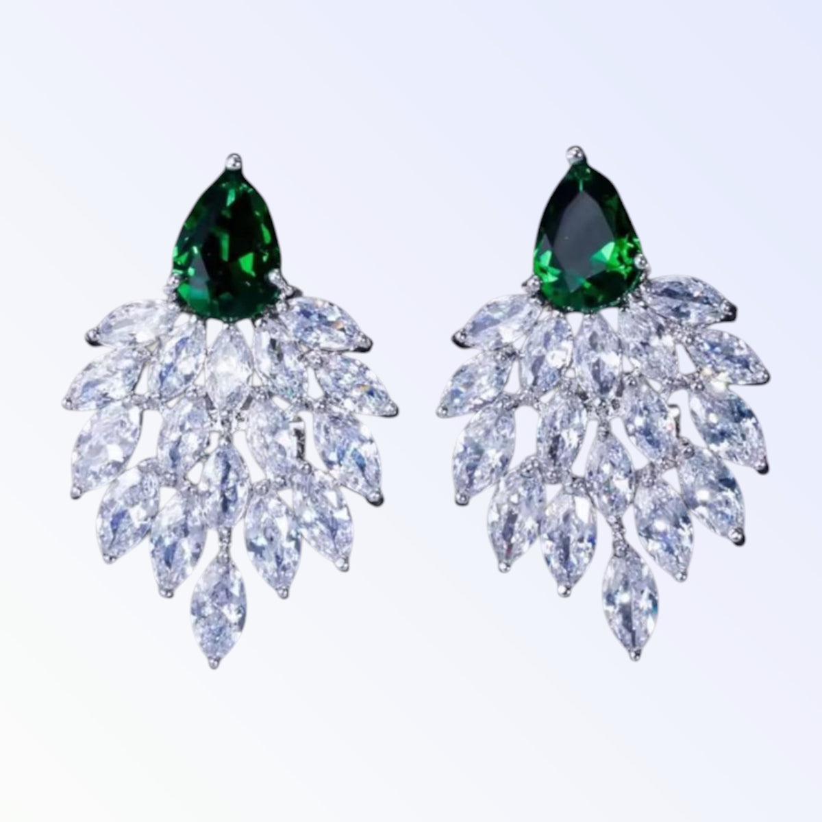 DAPHNE | CUBIC ZIRCONIA DROP STUD EARRING - Emerald