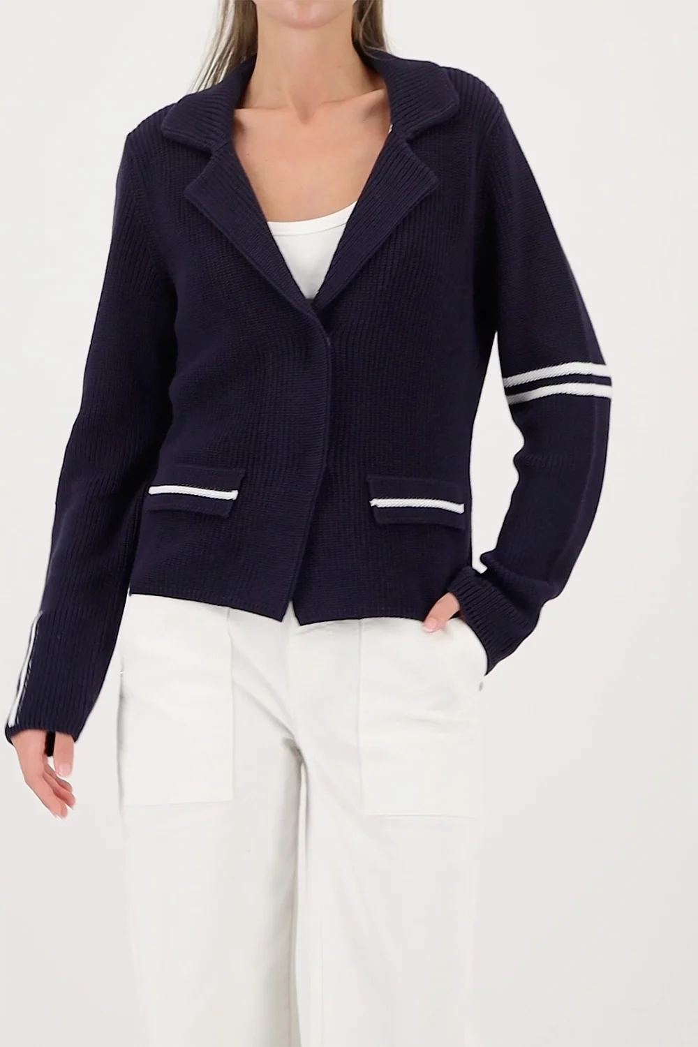 MONARI | KNITTED BLAZER JACKET - Navy