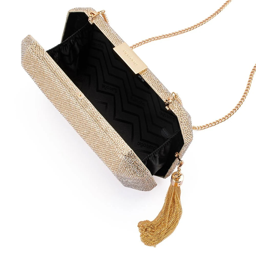OLGA BERG | GIA Crystal Clutch - Champagne