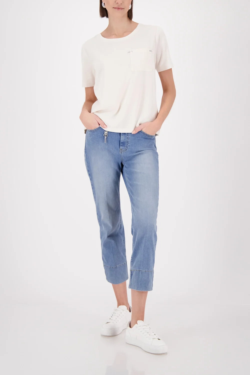 MONARI | RHINESTONE DETAILED T-SHIRT - Offwhite
