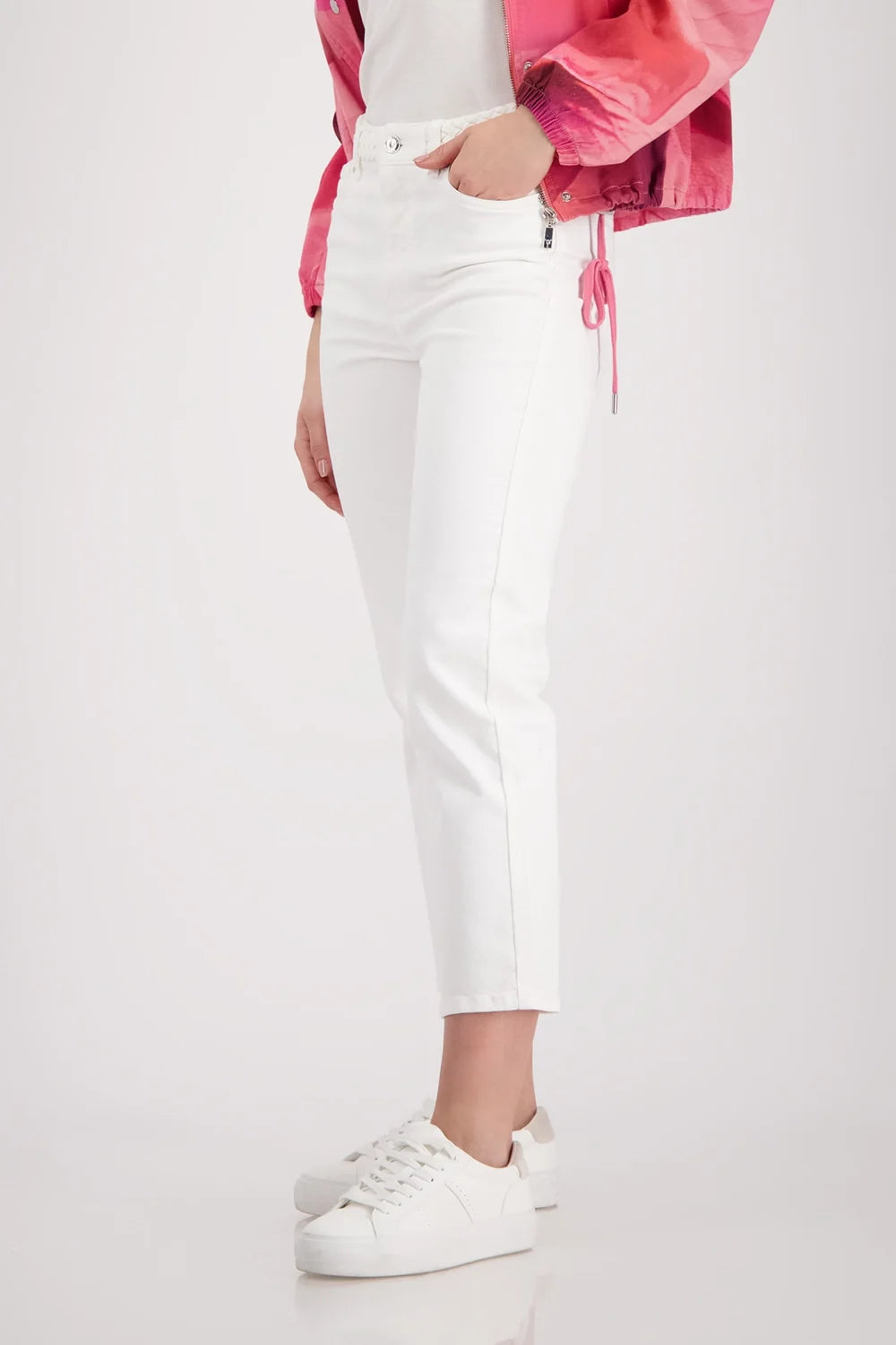 MONARI | BRAIDED WAISTBAND JEAN - White