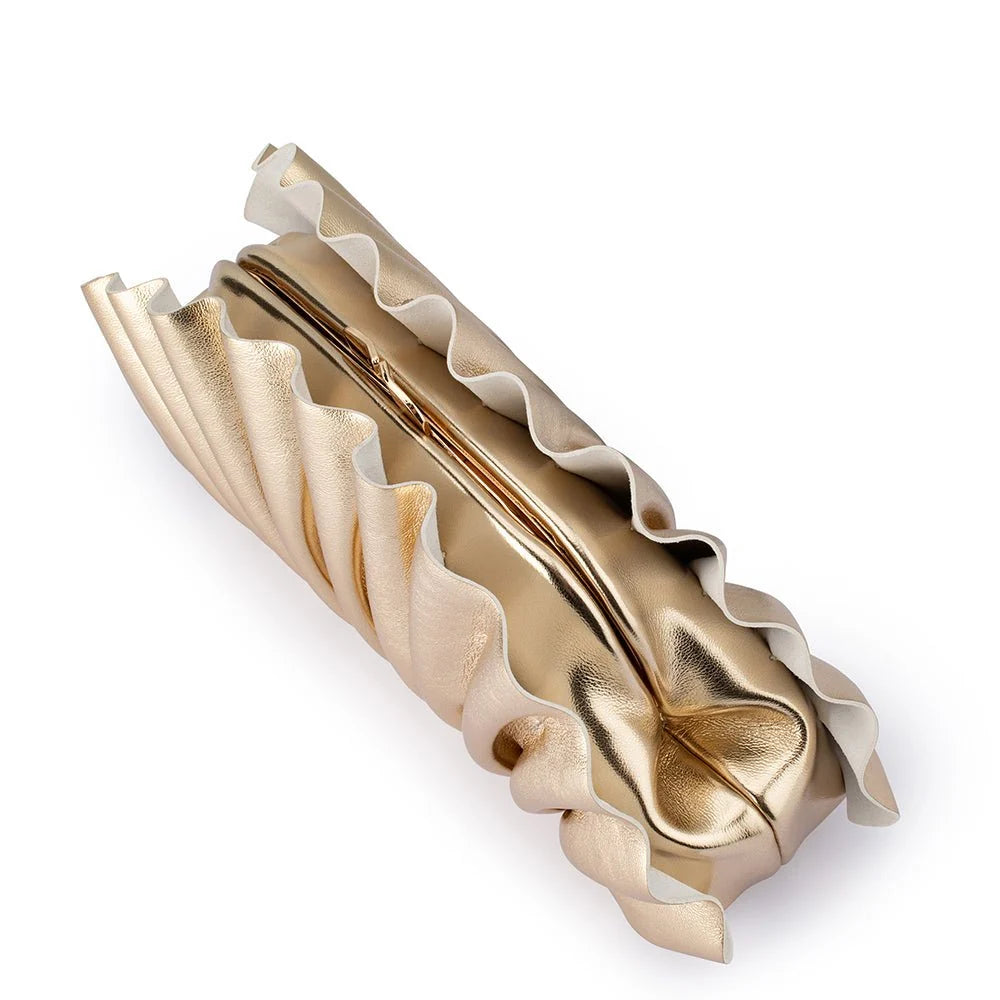 OLGA BERG | HOLLIE - Pleated Clutch Gold