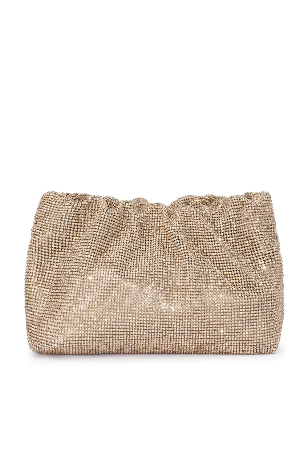 OLGA BERG | JESSIE CRYSTAL MESH POUCH -Gold