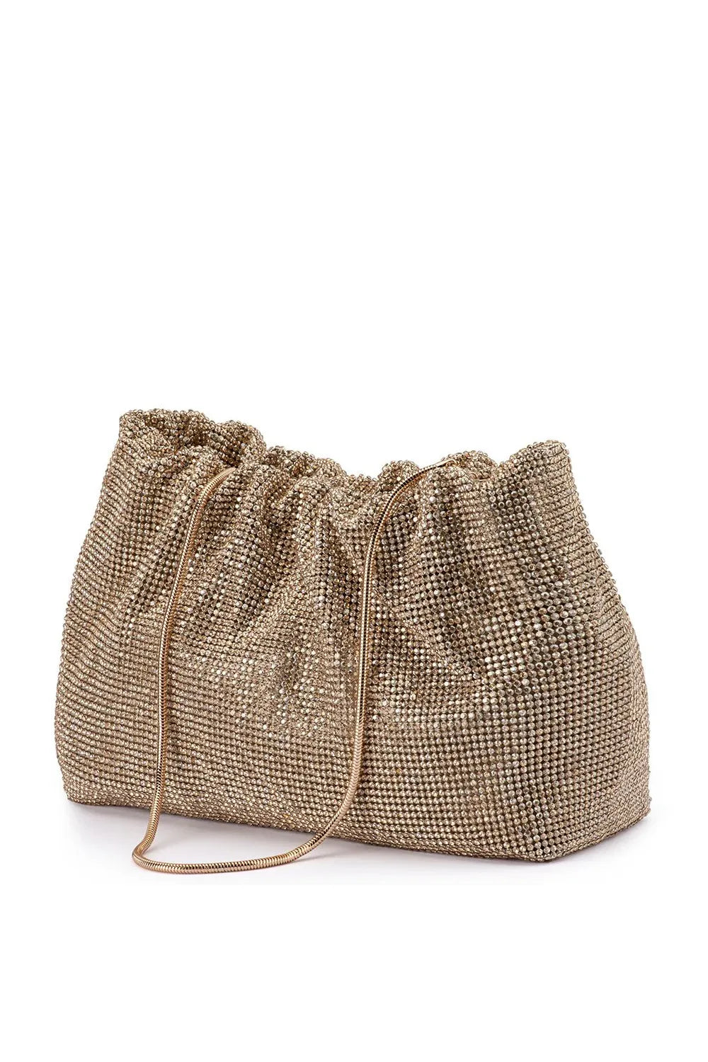 OLGA BERG | JESSIE CRYSTAL MESH POUCH -Gold