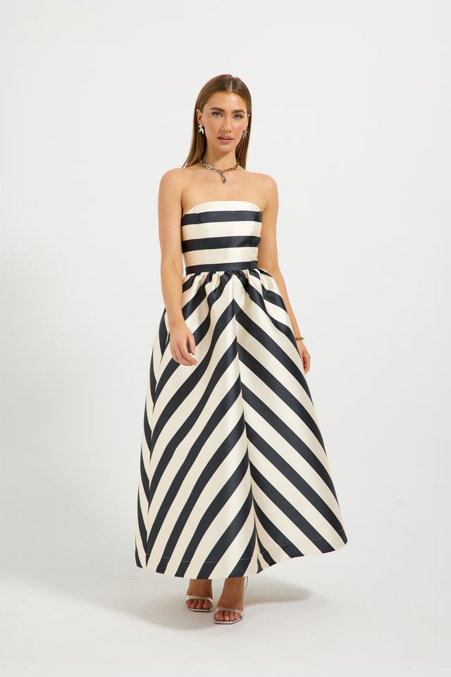 PASDUCHAS | Valerie Strapless Midi - Black & Cream