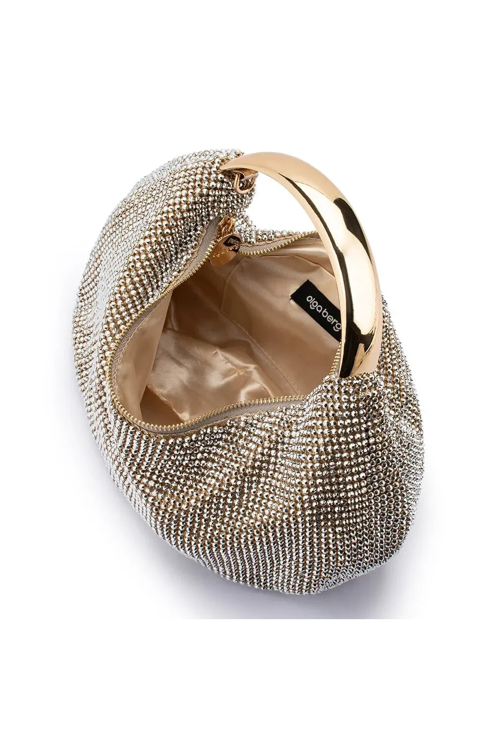 OLGA BERG | PIXIE Crystal Mesh Bag - Champagne