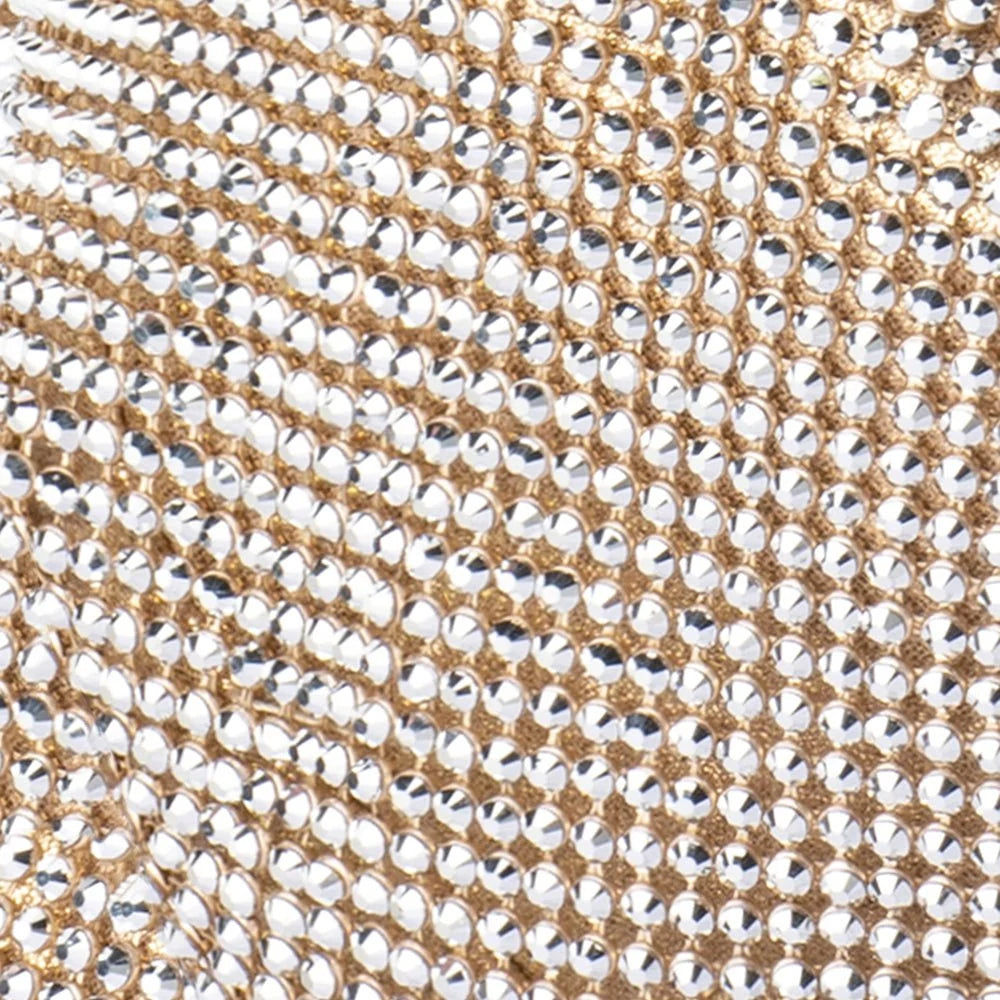 OLGA BERG | PIXIE Crystal Mesh Bag - Champagne