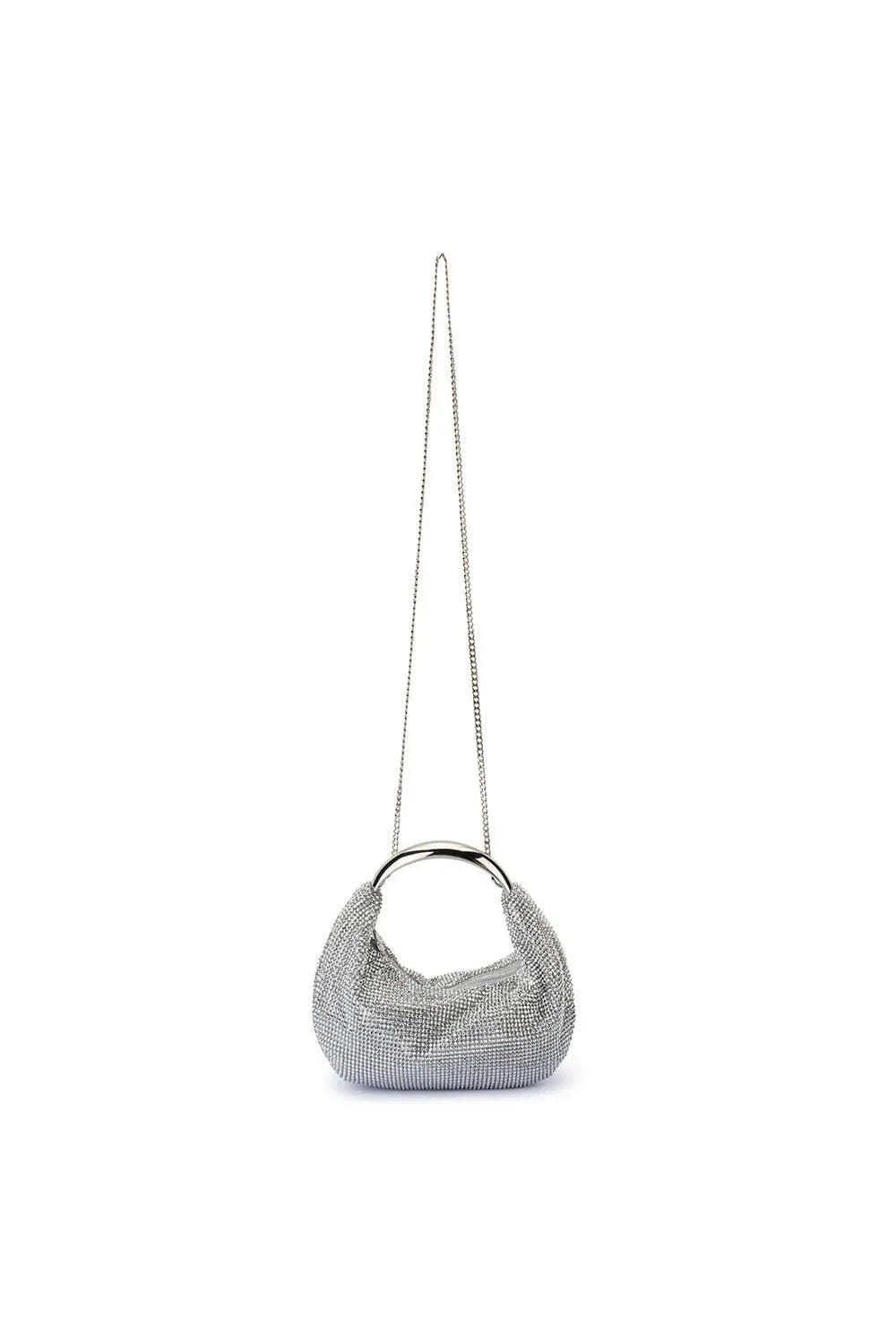 OLGA BERG | PIXIE Crystal Mesh Bag - Silver