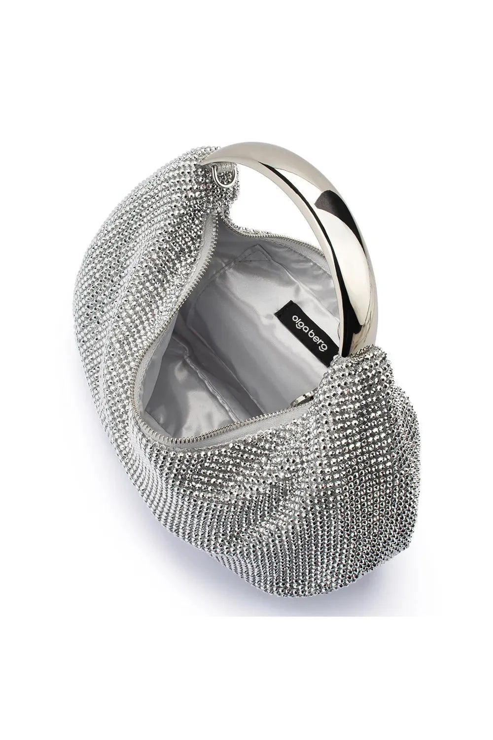 OLGA BERG | PIXIE Crystal Mesh Bag - Silver