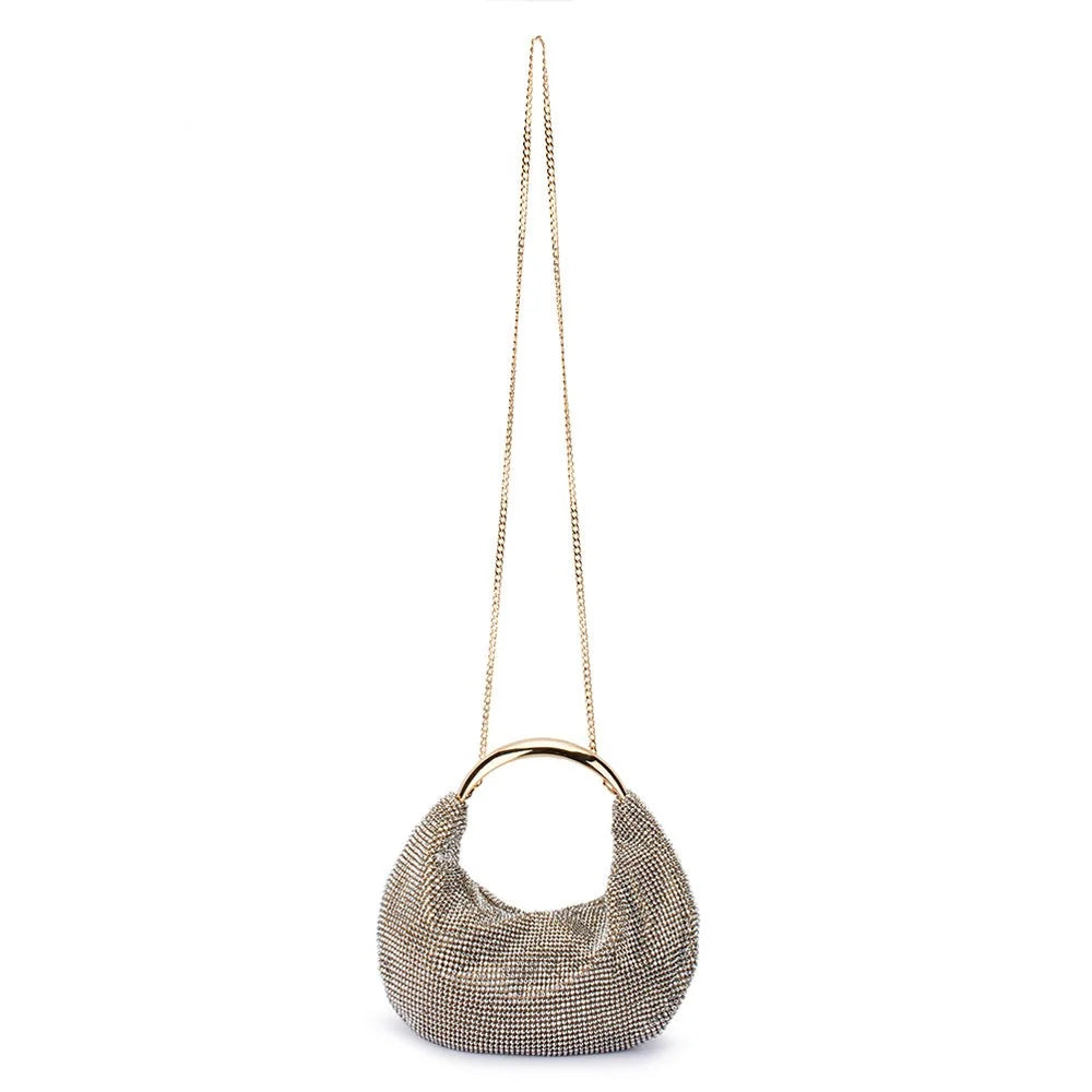 OLGA BERG | PIXIE Crystal Mesh Bag - Champagne