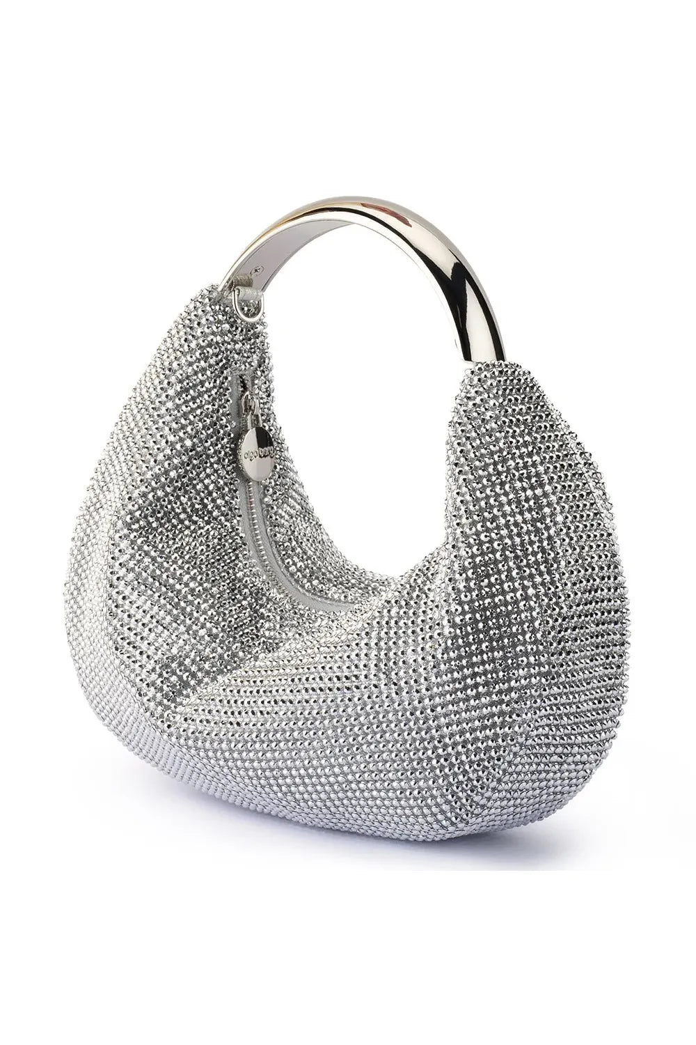 OLGA BERG | PIXIE Crystal Mesh Bag - Silver