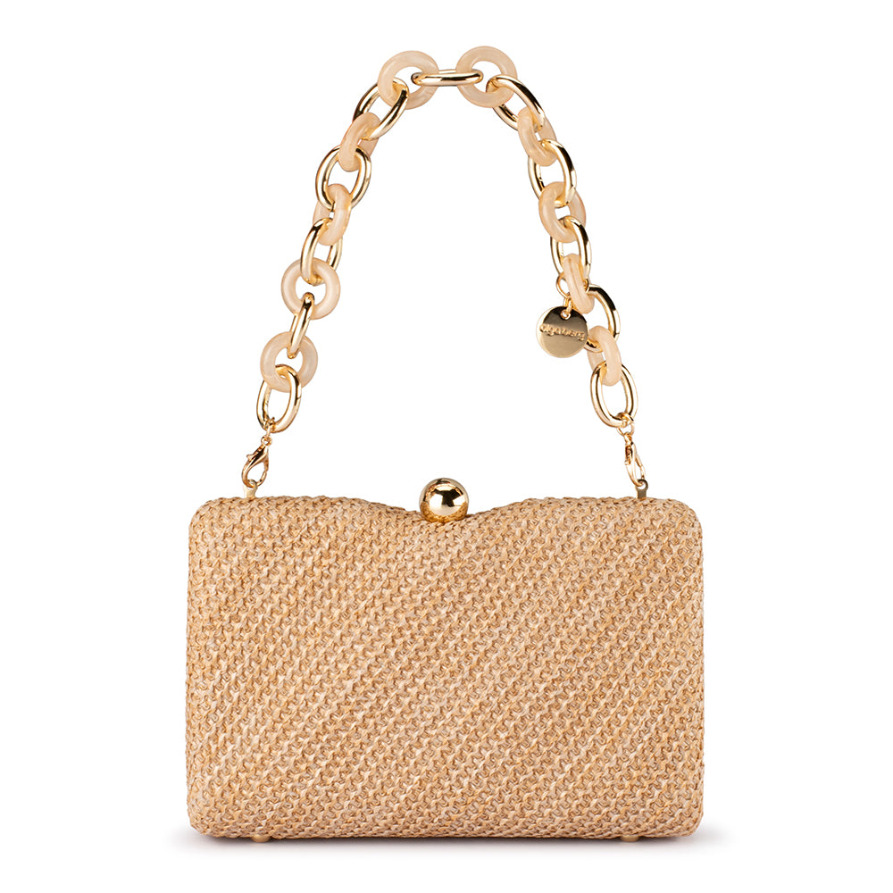 OLGA BERG | BIRDIE TEXTURAL HANDLE BAG - NATURAL