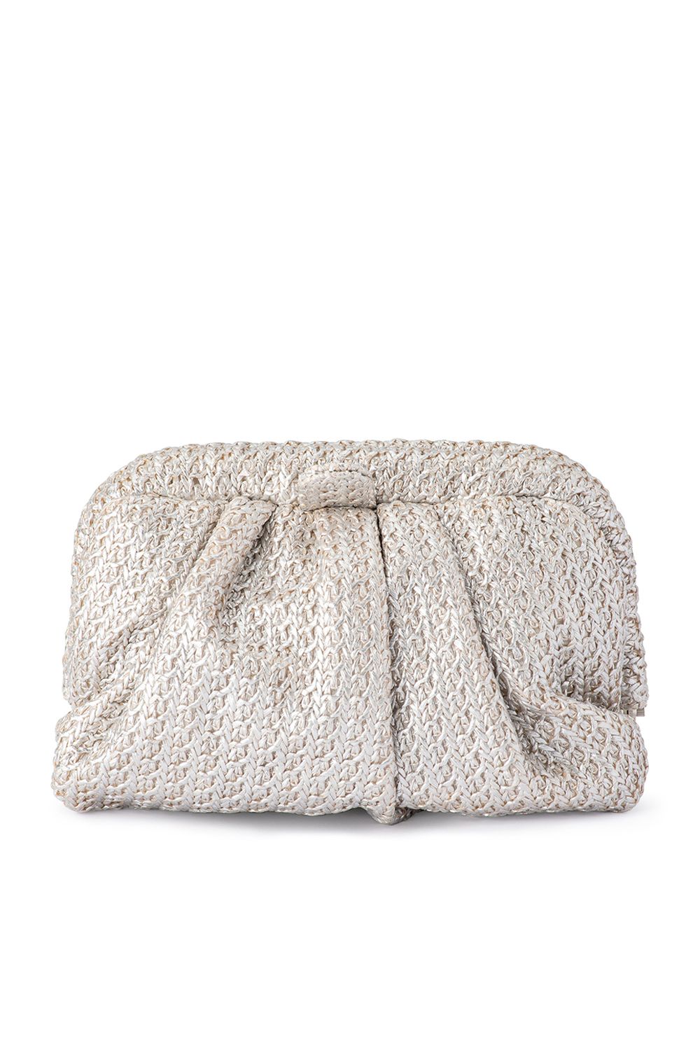 OLGA BERG | STEVIE PLEATED WOVEN CLUTCH - Silver
