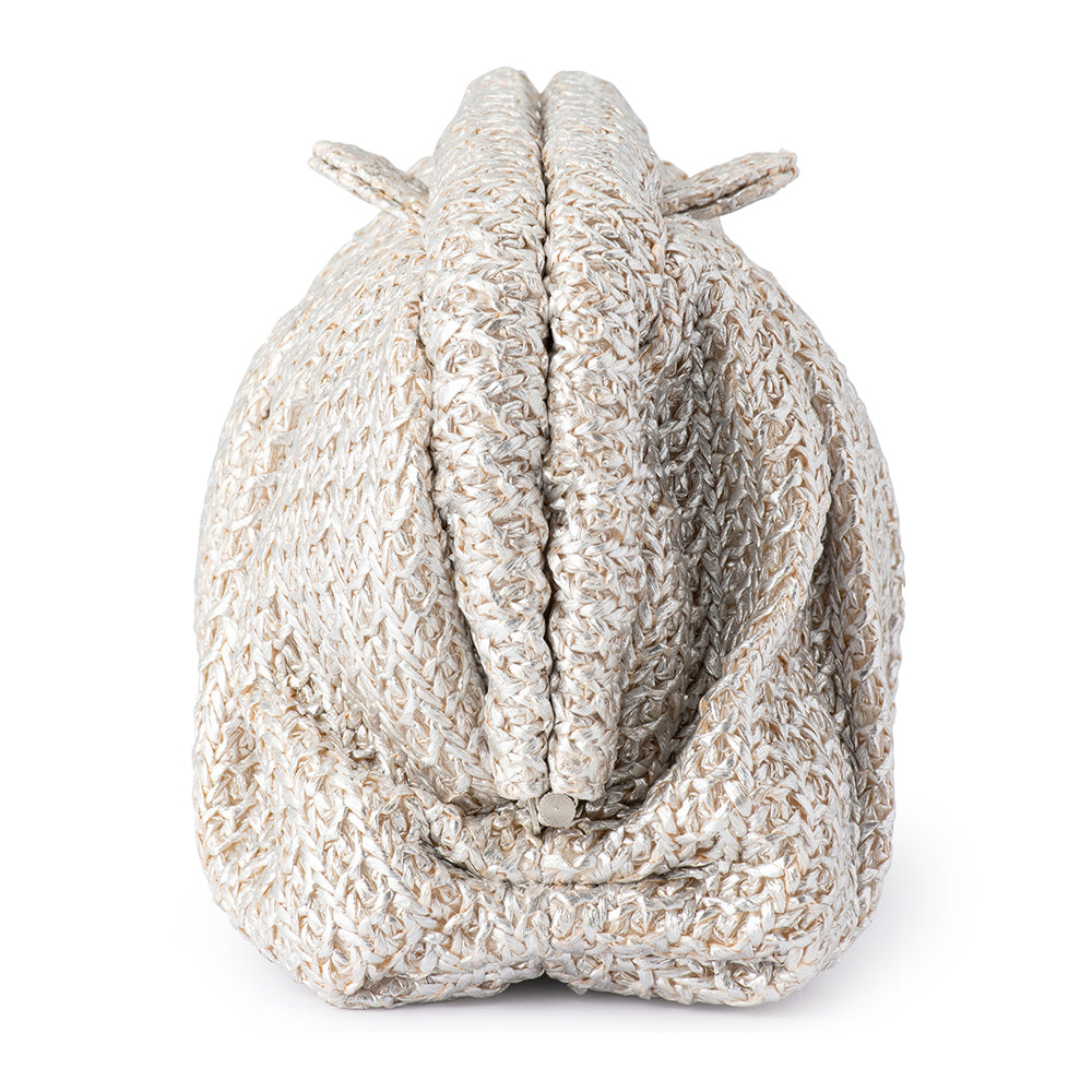 OLGA BERG | STEVIE PLEATED WOVEN CLUTCH - SILVER