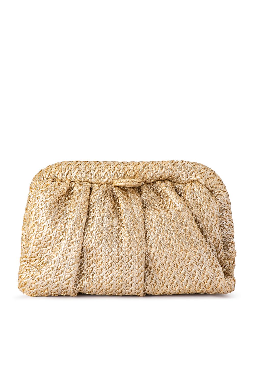 OLGA BERG | STEVIE PLEATED WOVEN CLUTCH - Gold