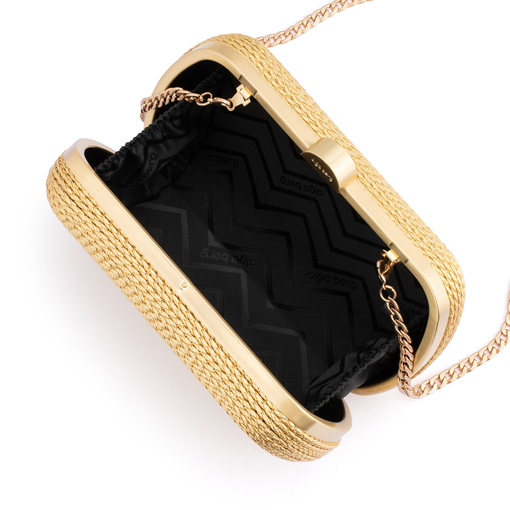 OLGA BERG | MARTINA COILED ROPE CLUTCH - GOLD