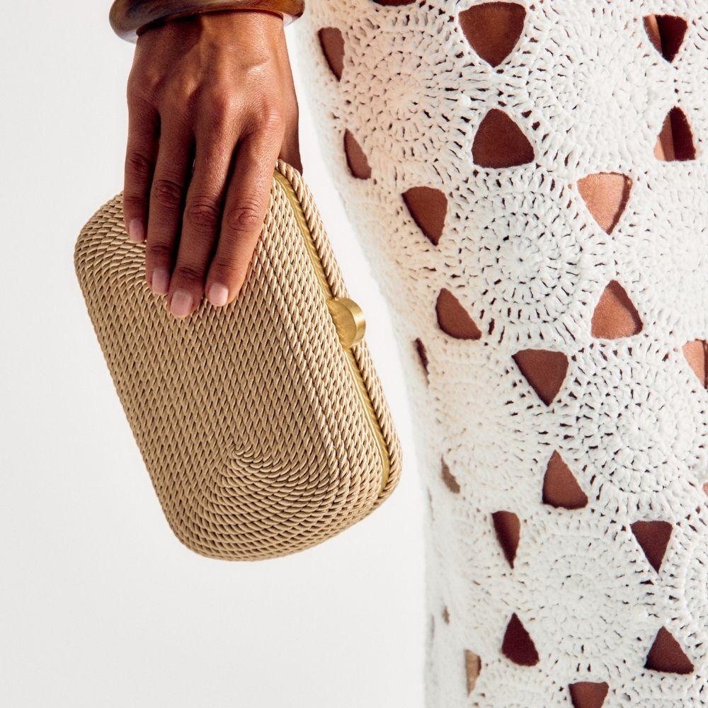 OLGA BERG | MARTINA COILED ROPE CLUTCH - GOLD