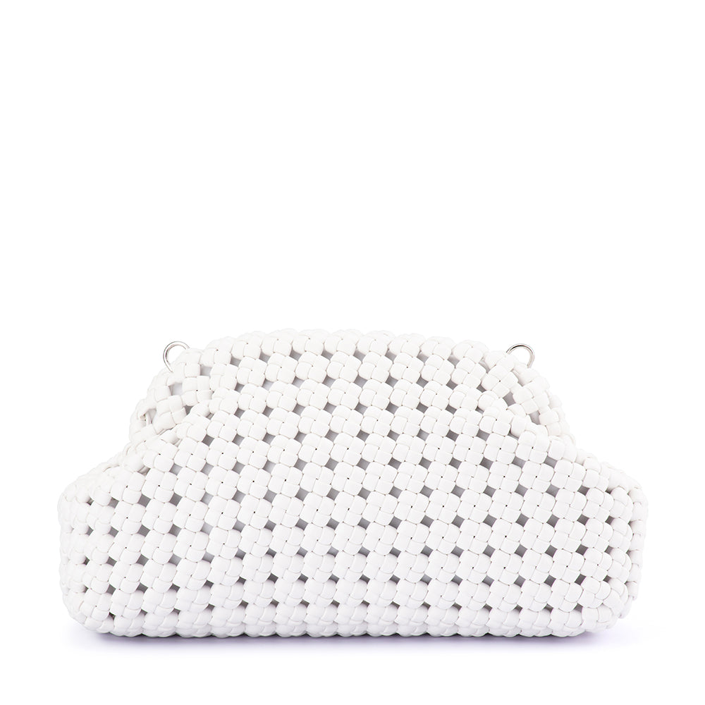 OLGA BERG | EVERLY HAND WOVEN CLUTCH - WHITE
