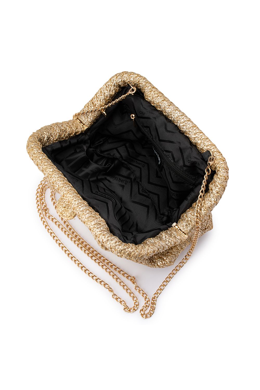 OLGA BERG | STEVIE PLEATED WOVEN CLUTCH - Gold