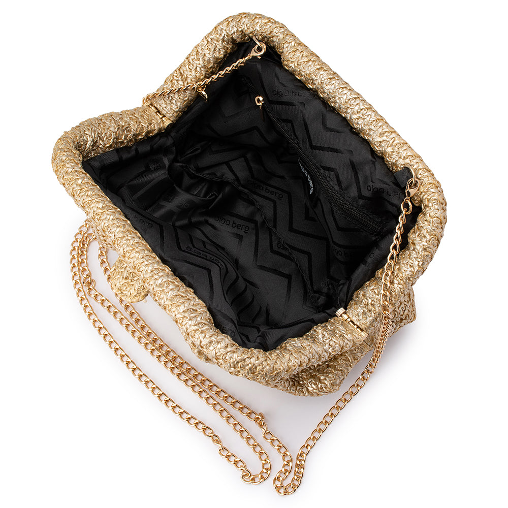 OLGA BERG | STEVIE PLEATED WOVEN CLUTCH - GOLD
