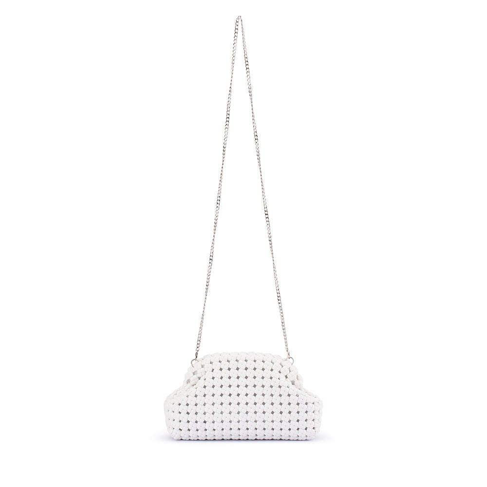 OLGA BERG | EVERLY HAND WOVEN CLUTCH - WHITE