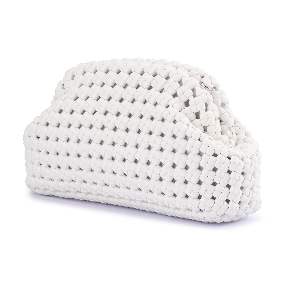 OLGA BERG | EVERLY HAND WOVEN CLUTCH - WHITE