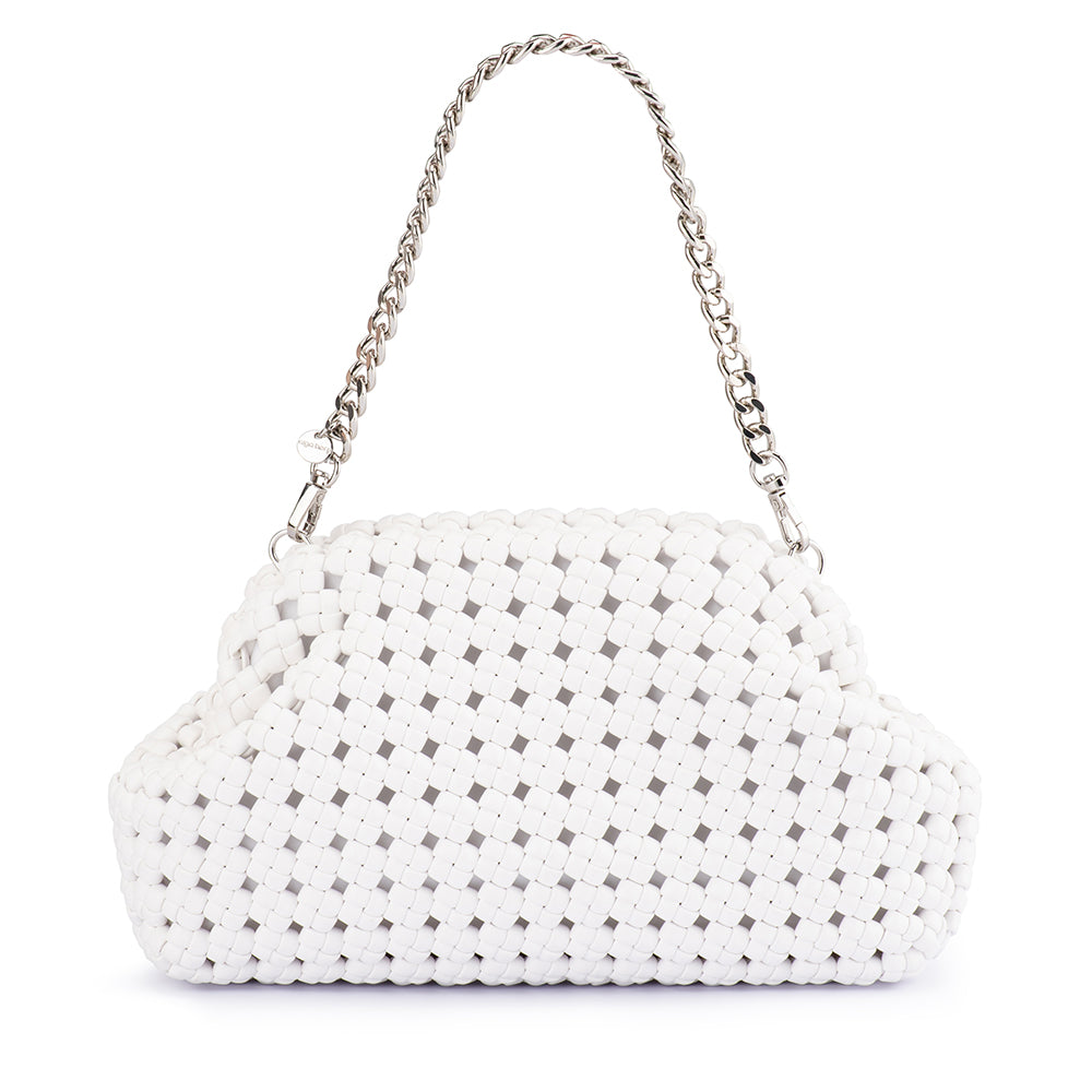 OLGA BERG | EVERLY HAND WOVEN CLUTCH - WHITE