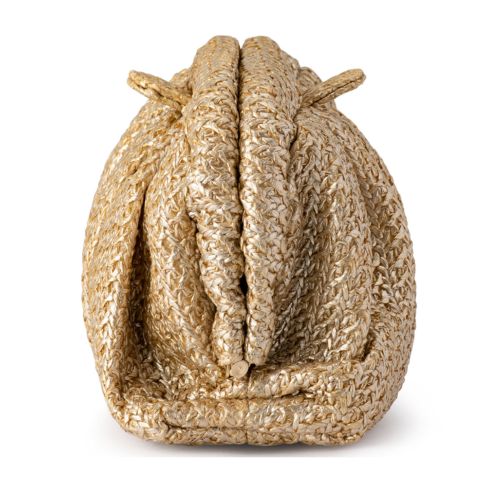 OLGA BERG | STEVIE PLEATED WOVEN CLUTCH - GOLD