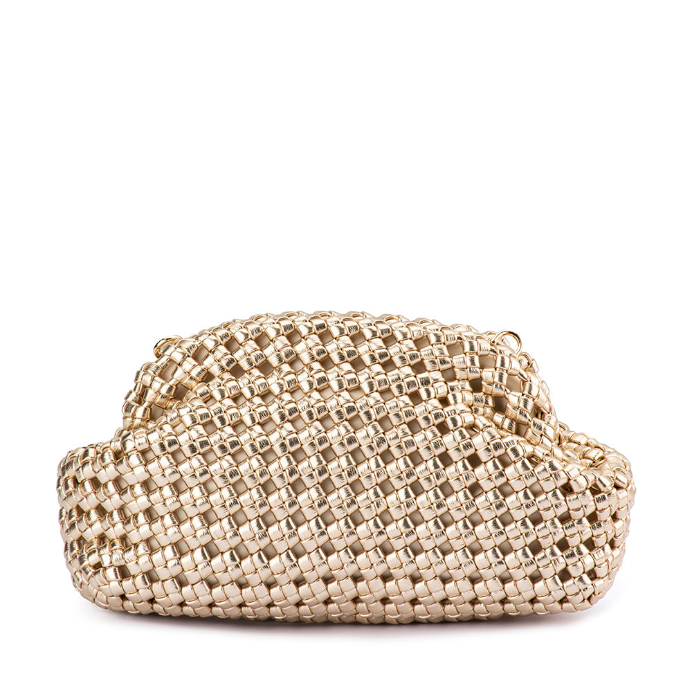 OLGA BERG | EVERLY HAND WOVEN CLUTCH - GOLD