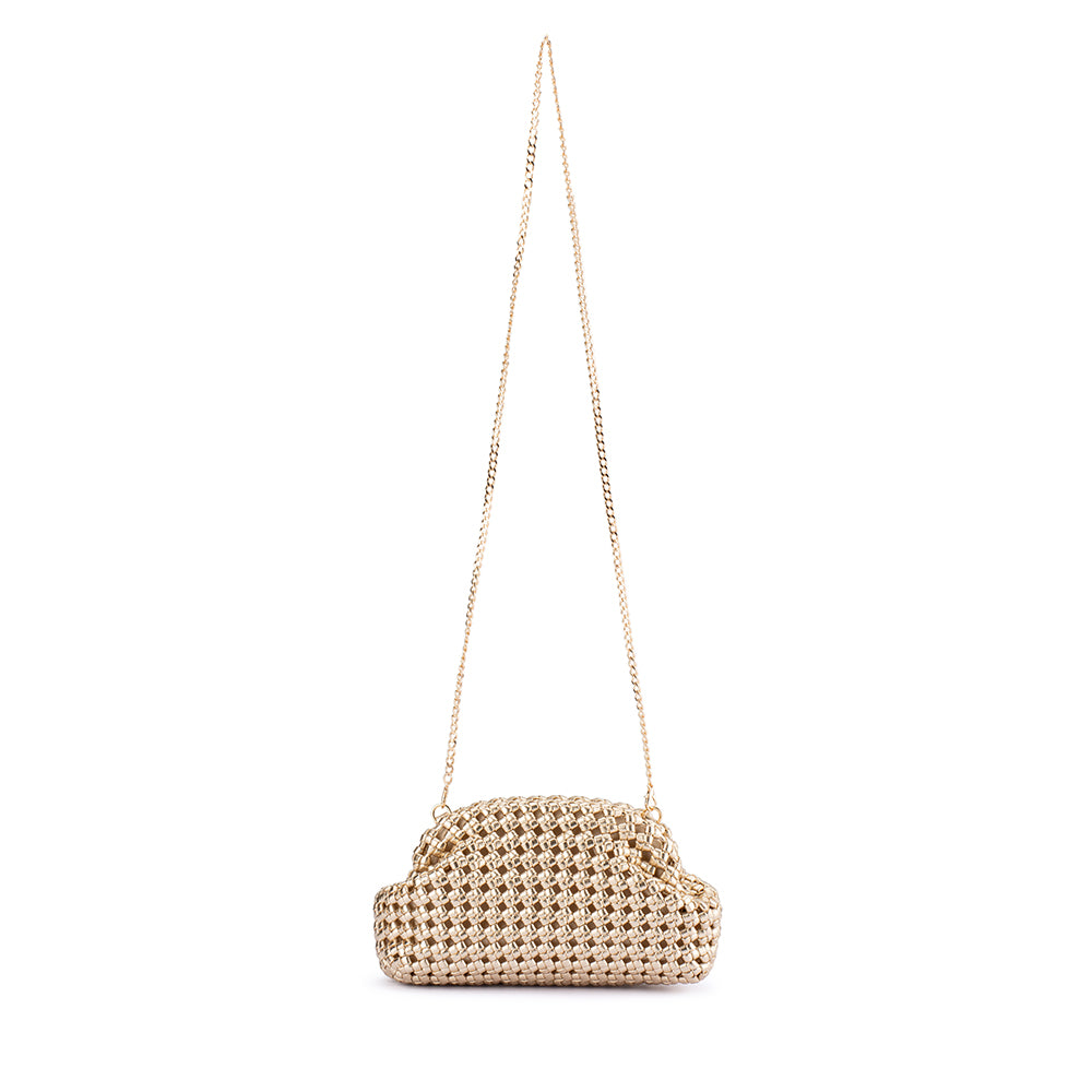 OLGA BERG | EVERLY HAND WOVEN CLUTCH - GOLD