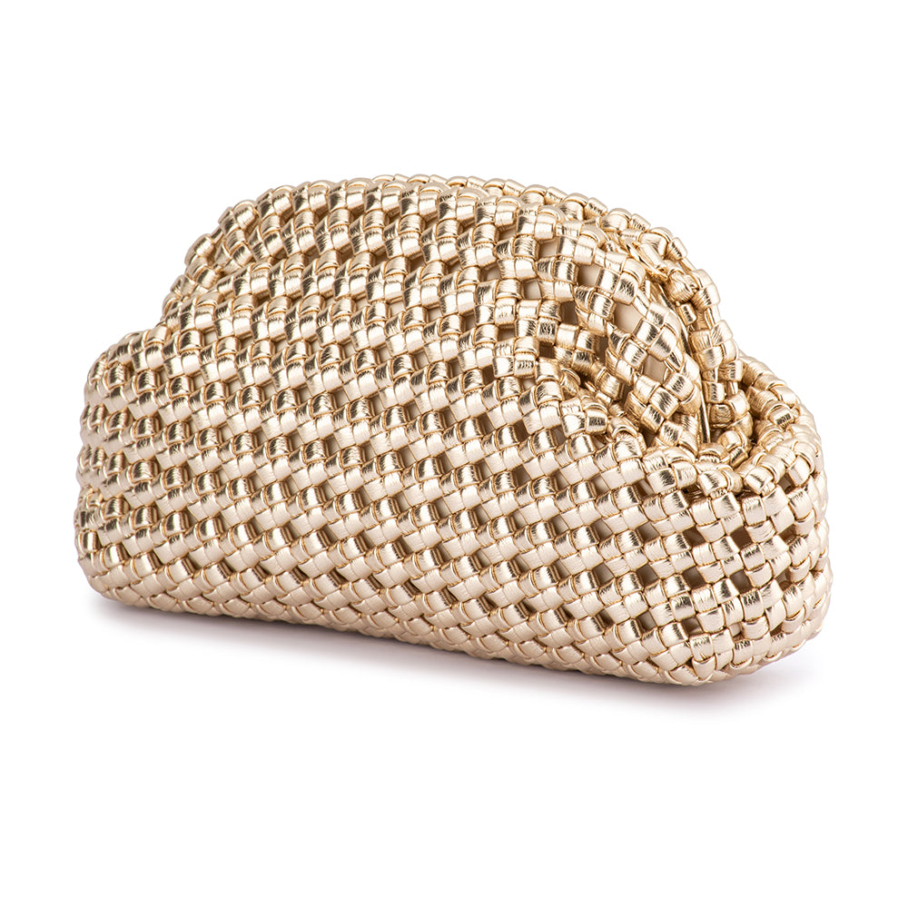 OLGA BERG | EVERLY HAND WOVEN CLUTCH - GOLD