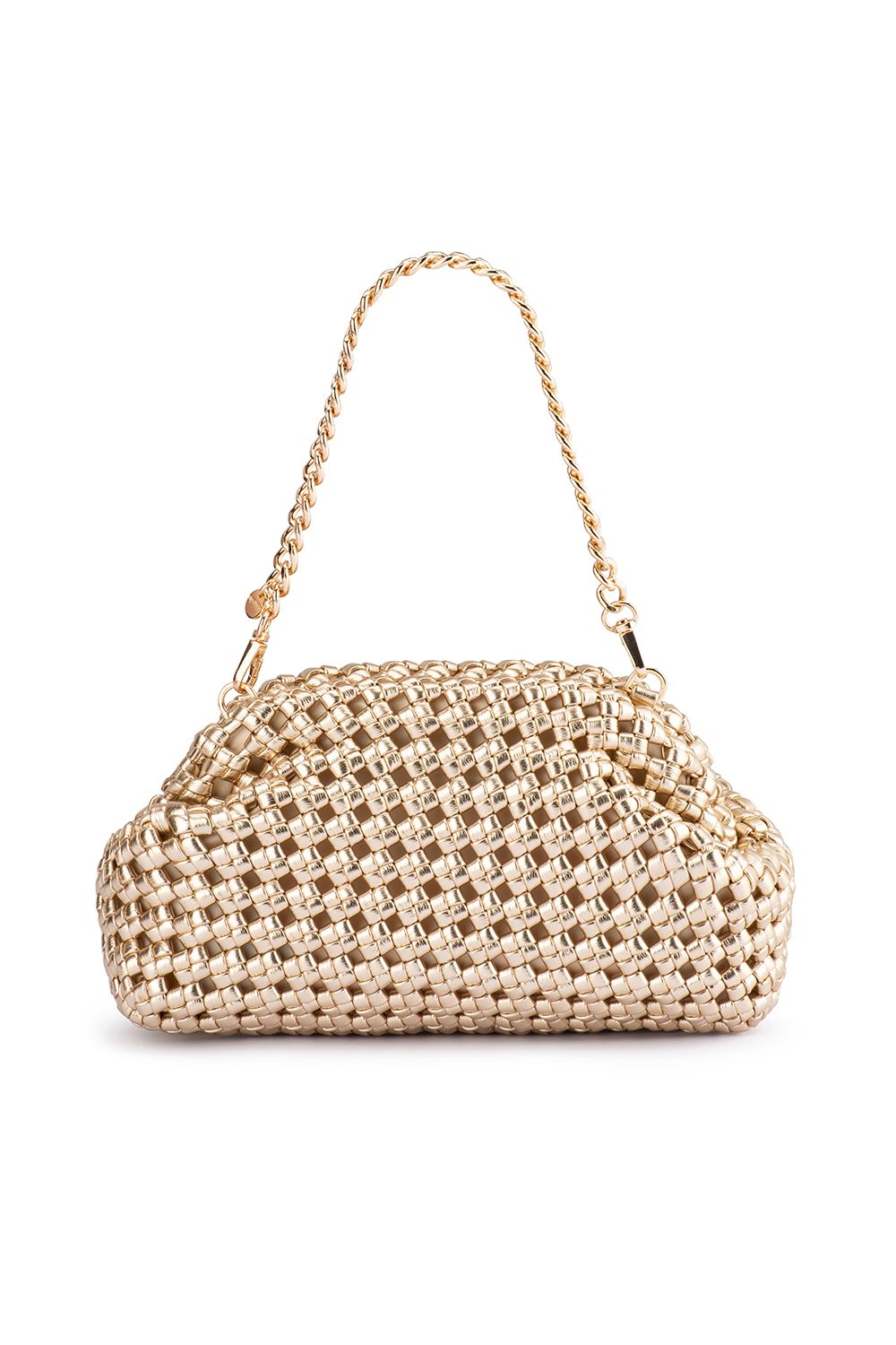 OLGA BERG | EVERLY HAND WOVEN CLUTCH - Gold