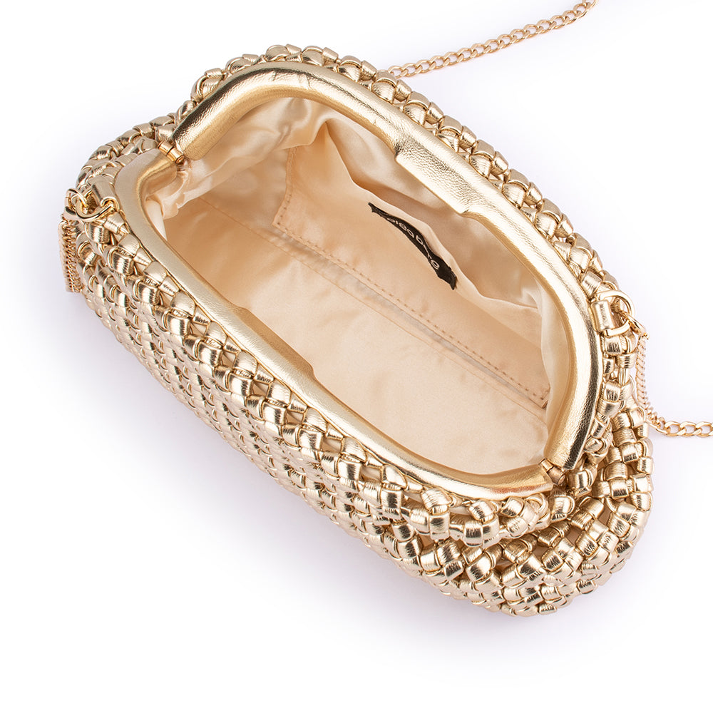 OLGA BERG | EVERLY HAND WOVEN CLUTCH - GOLD