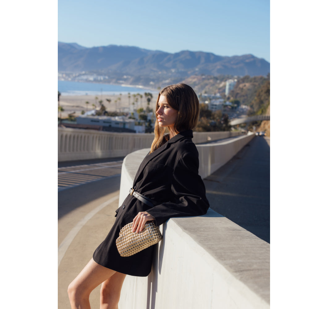 OLGA BERG | EVERLY HAND WOVEN CLUTCH - GOLD