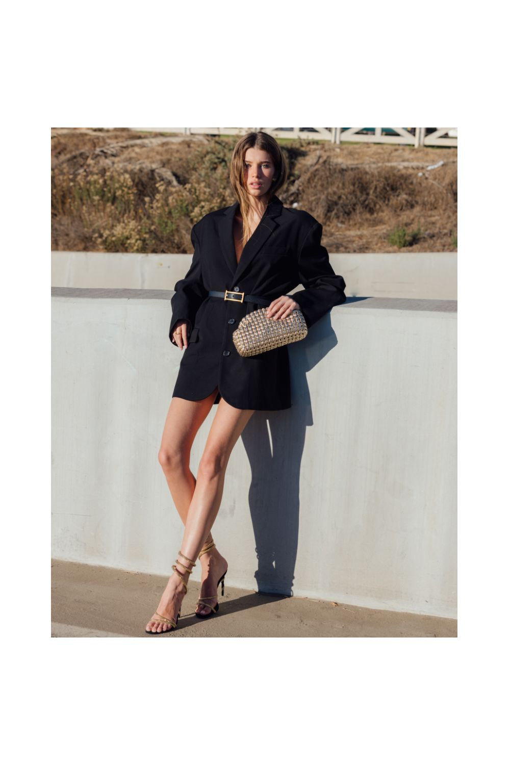 OLGA BERG | EVERLY HAND WOVEN CLUTCH - Gold