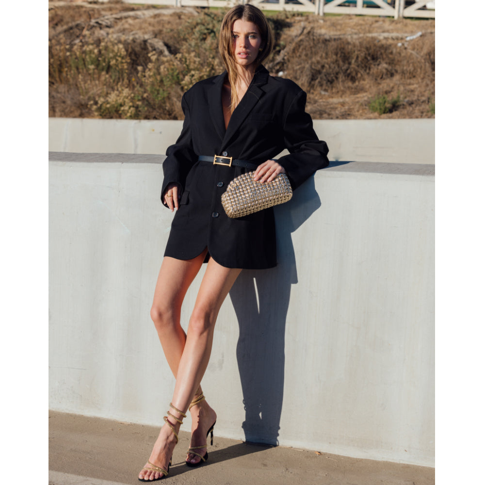 OLGA BERG | EVERLY HAND WOVEN CLUTCH - GOLD