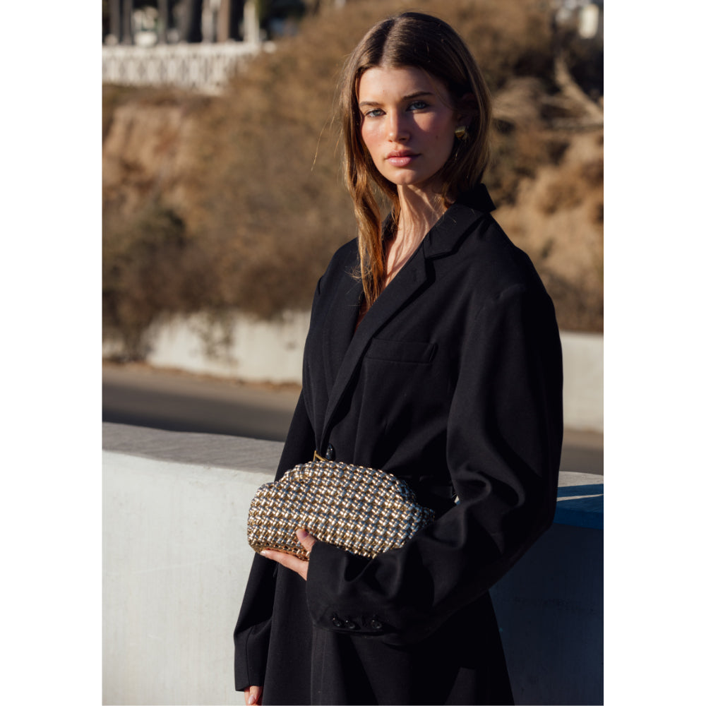 OLGA BERG | EVERLY HAND WOVEN CLUTCH - GOLD