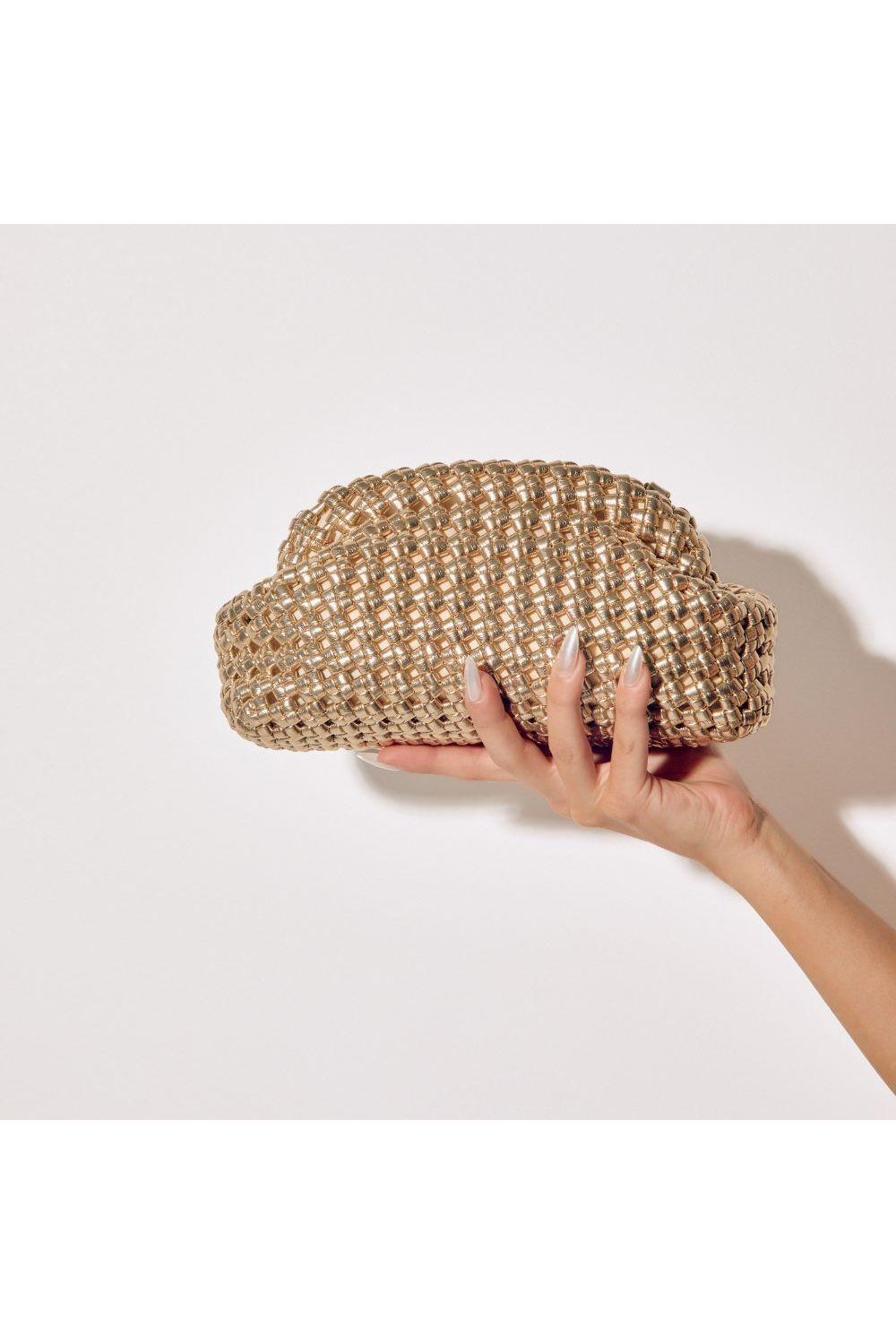 OLGA BERG | EVERLY HAND WOVEN CLUTCH - Gold