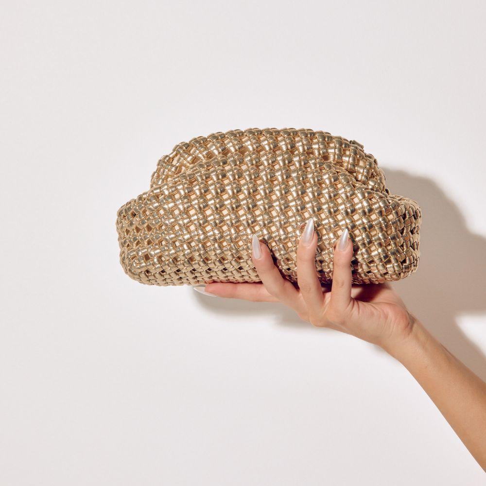 OLGA BERG | EVERLY HAND WOVEN CLUTCH - GOLD
