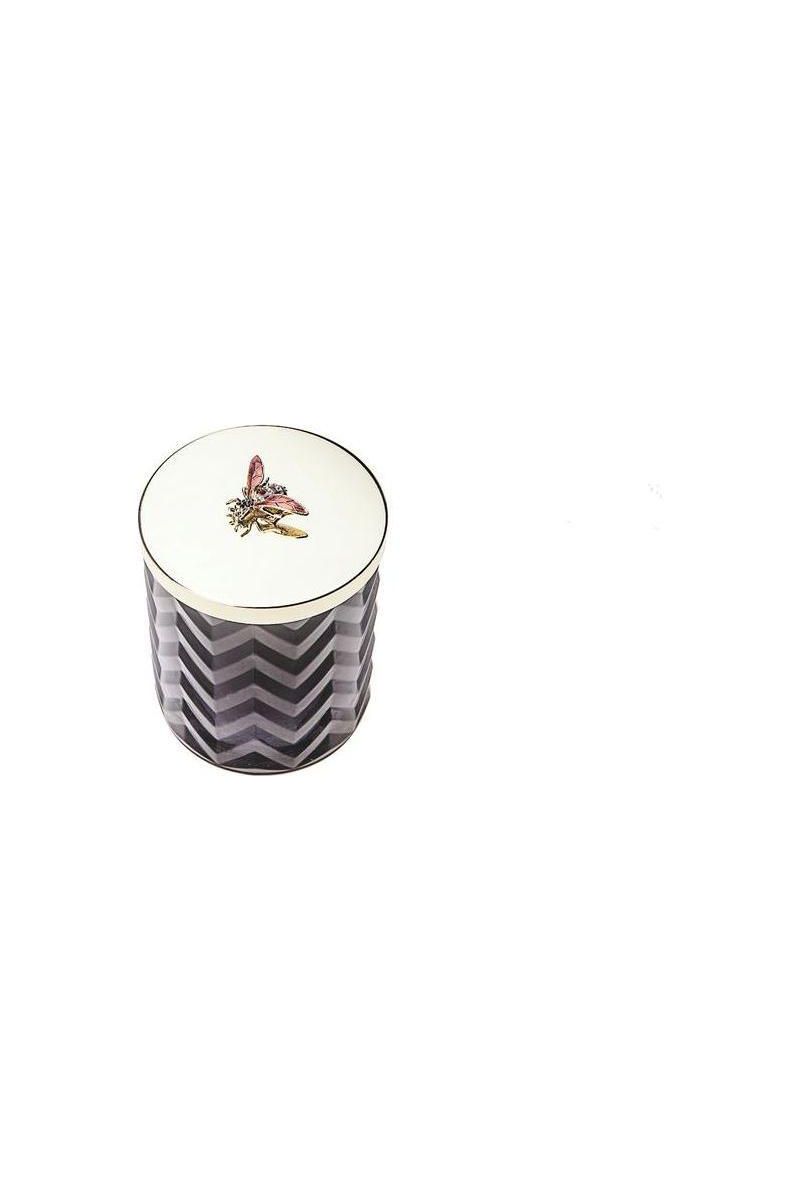 COTE NOIRE | HERRINGBONE CANDLE WITH SCARF - BLACK - RED BEE LID
