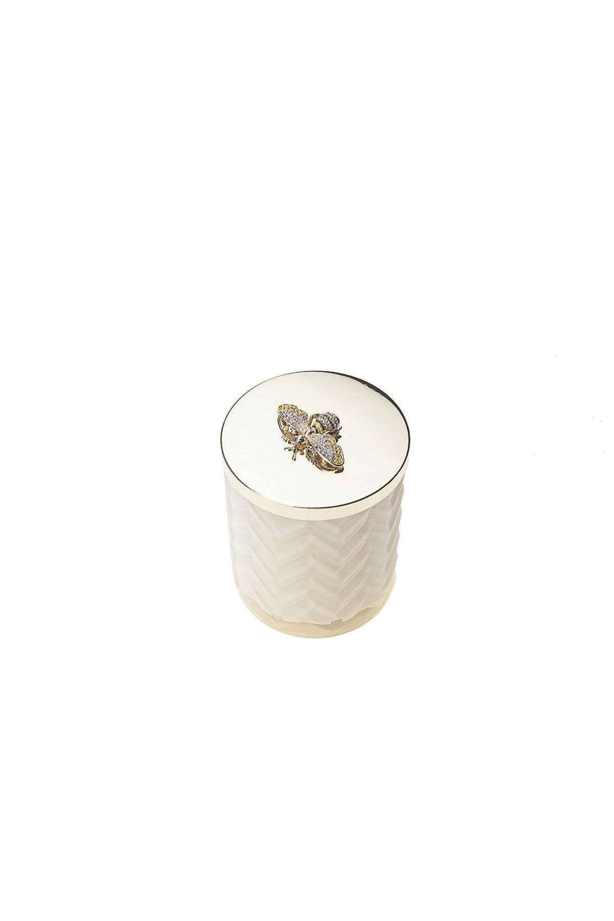 COTE NOIRE | HERRINGBONE CANDLE WITH SCARF BLOND VANILLA - CREAM & GOLDEN BEE LID