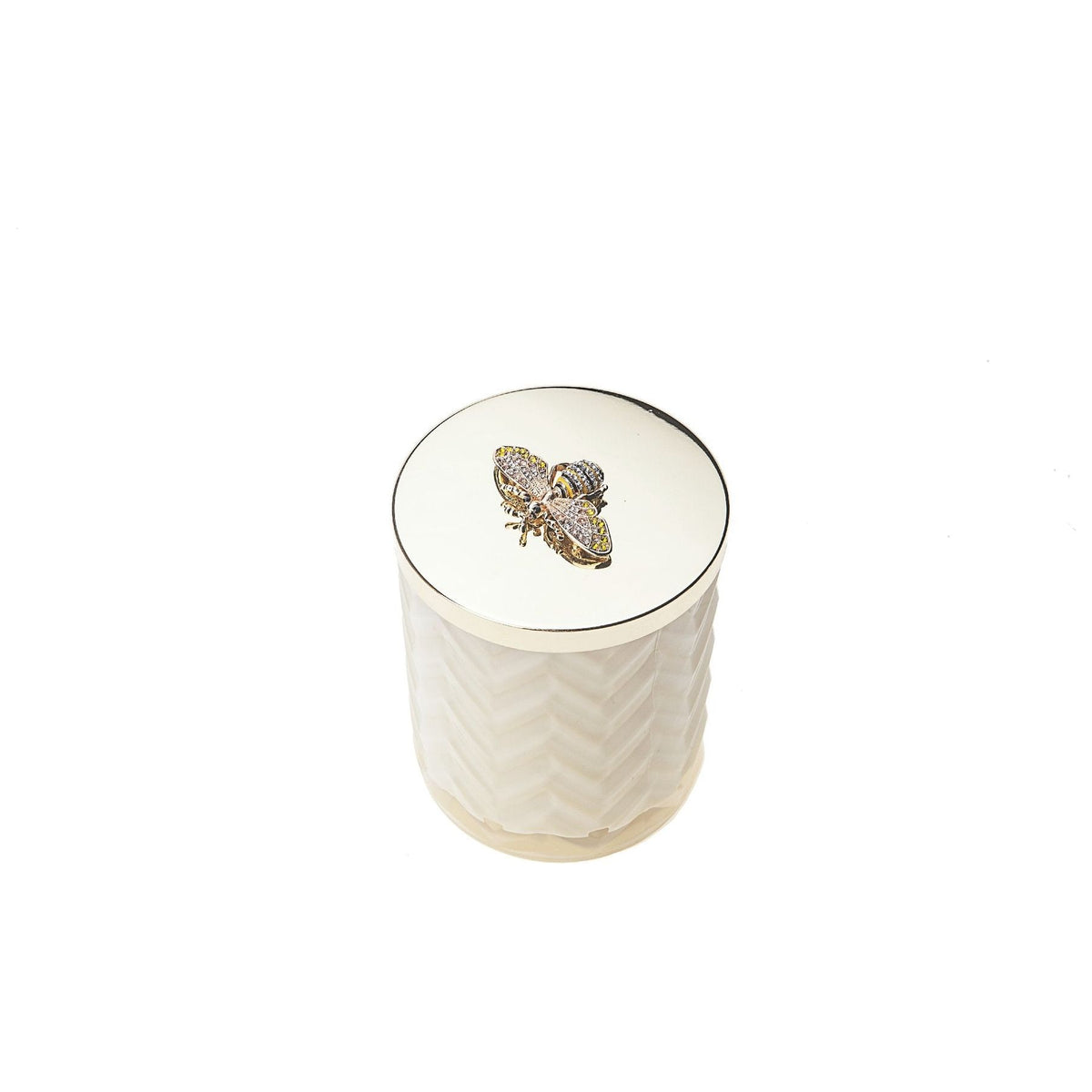 COTE NOIRE | HERRINGBONE CANDLE WITH SCARF BLOND VANILLA - CREAM & GOLDEN BEE LID