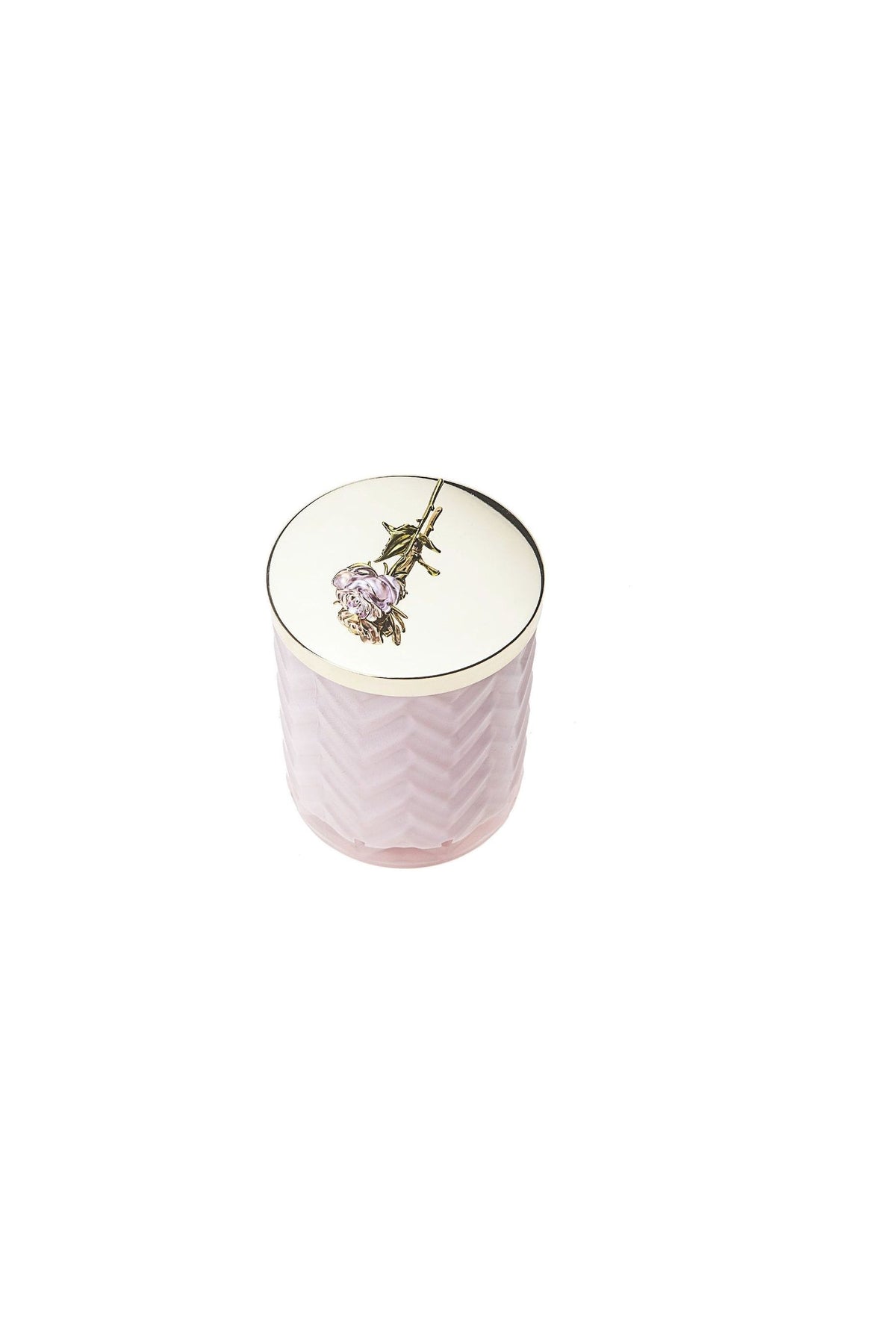 COTE NOIRE | HERRINGBONE CANDLE WITH SCARF - PINK - PINK ROSE LID
