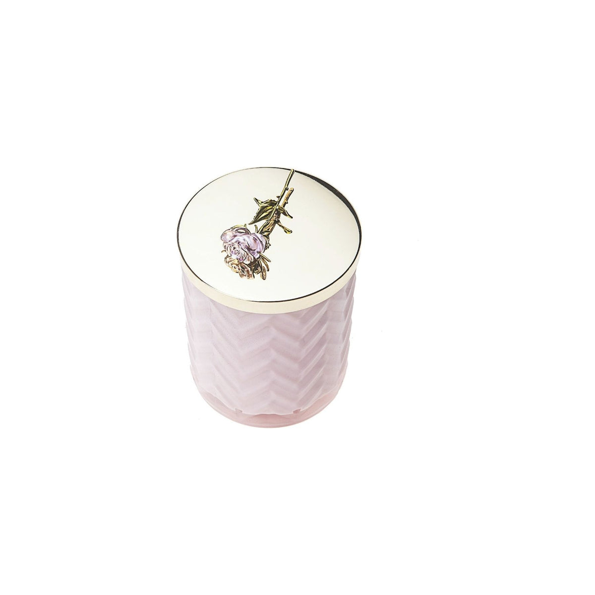 COTE NOIRE |HERRINGBONE CANDLE WITH SCARF - PINK - PINK ROSE LID