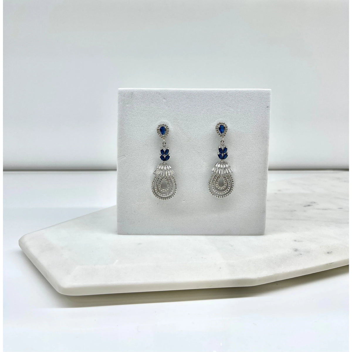 CLEO | CRYSTAL EARRING - Navy/Silver