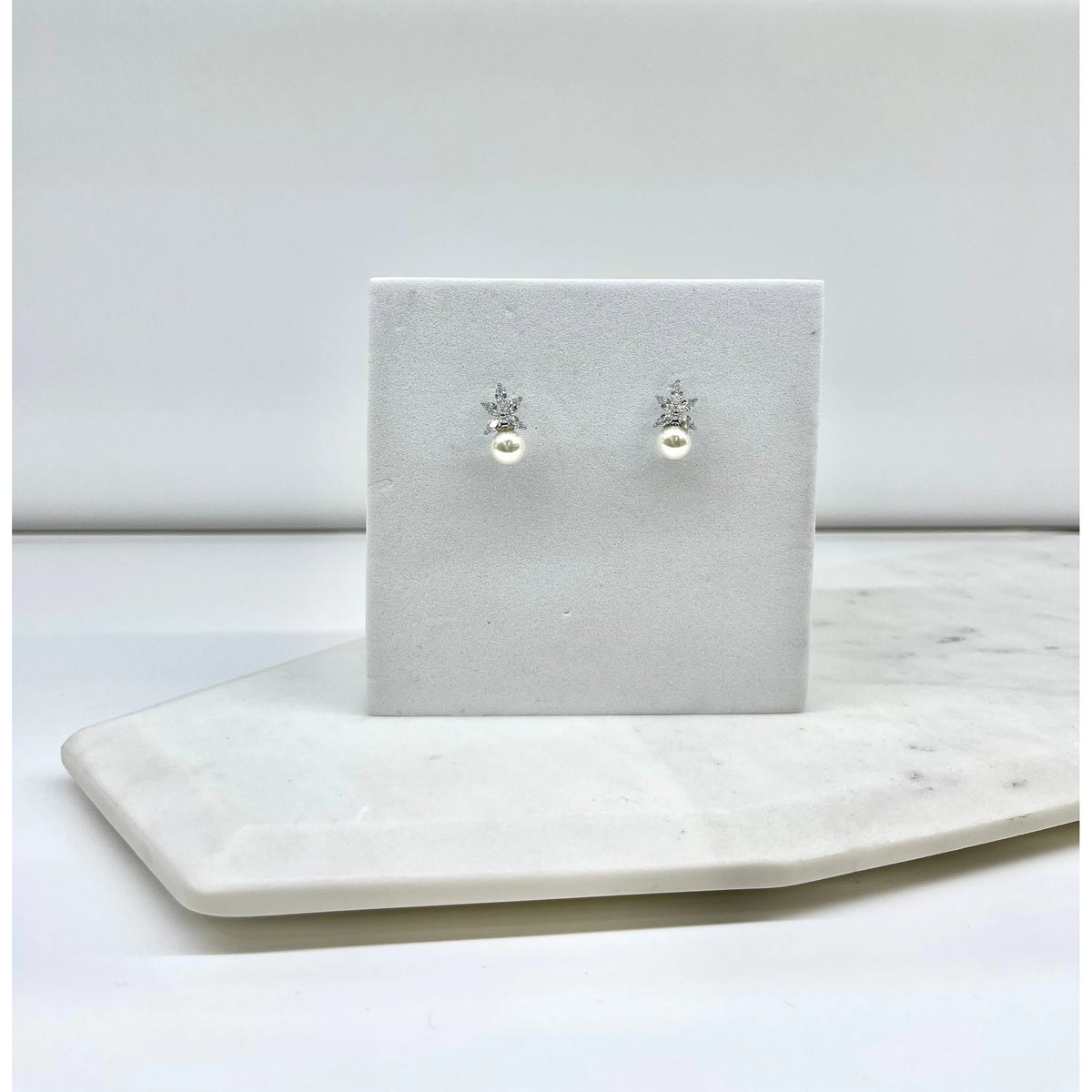 LOUISE | PEARL DROP STUD - Silver