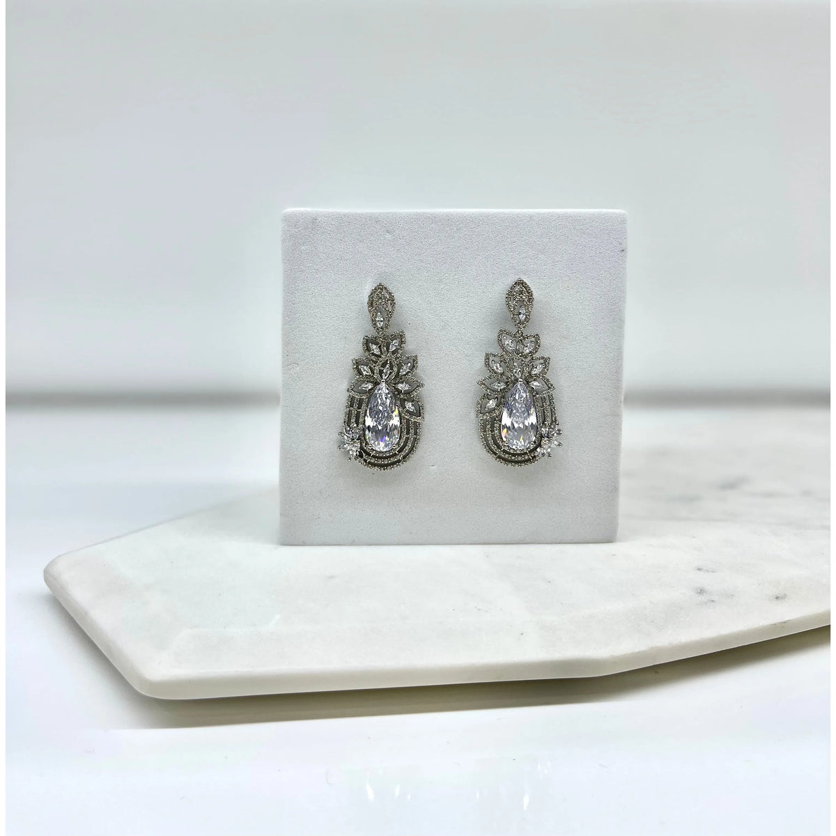 KAYLA | CUBIC ZIRCONIA DROP EARRING - Silver
