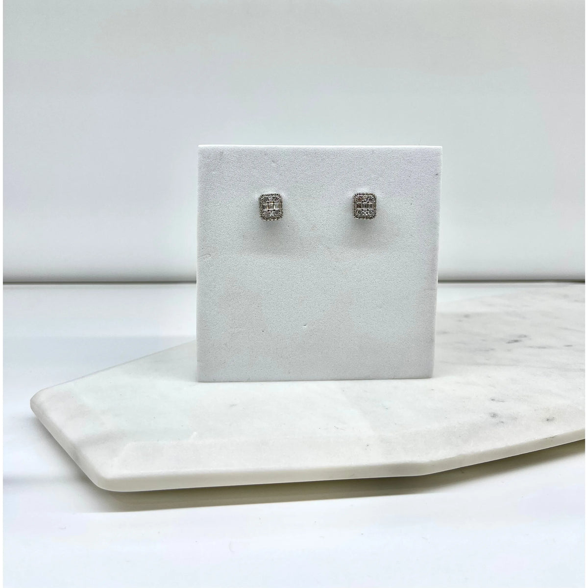 ZARA | SQAURE CRYSTAL STUD - Silver