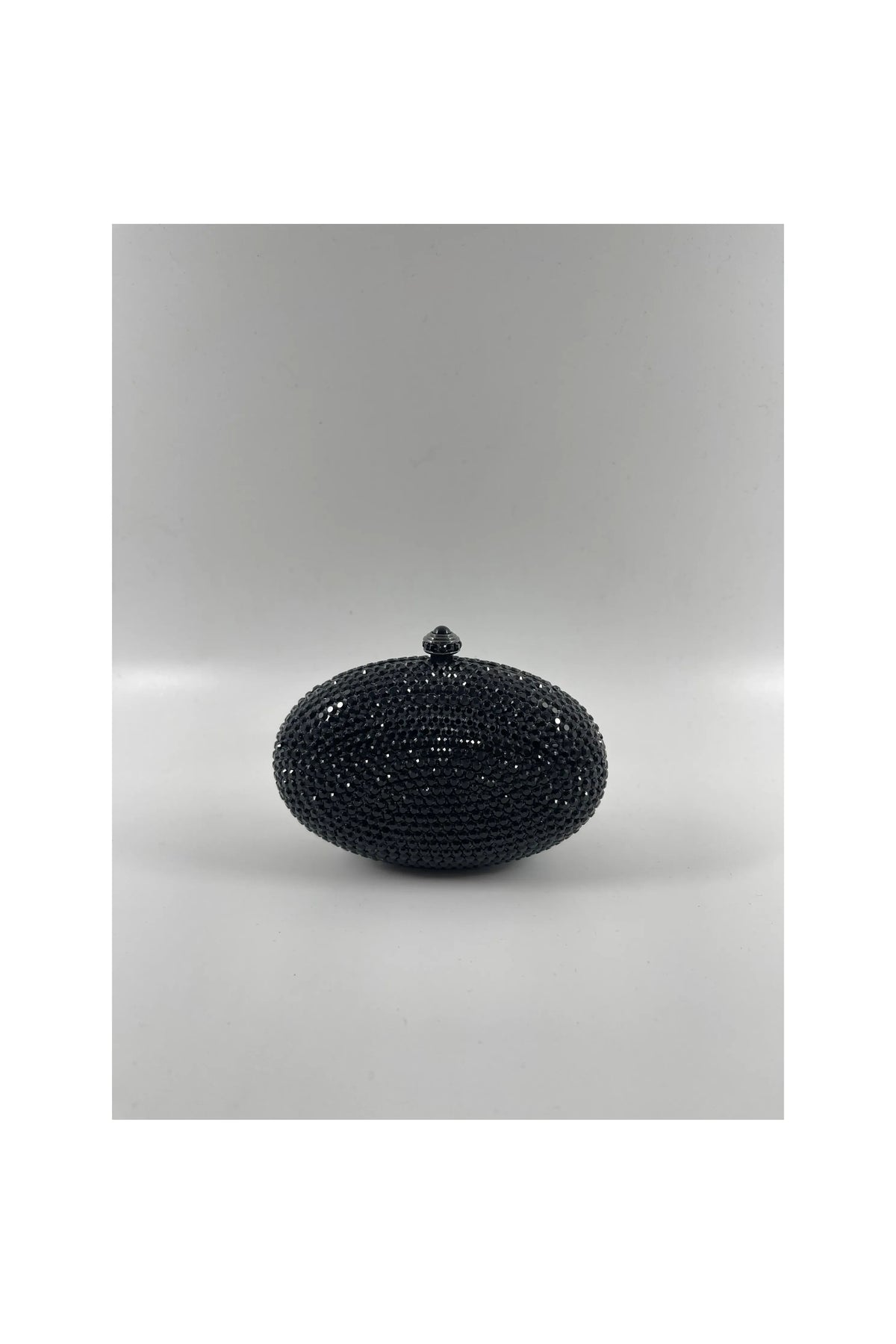Black Oval Crystal Mini Clutch